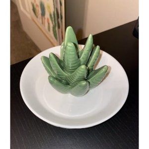 New Ceramic Aloe Ring Holder,Cactus Ring Dish for Jewelry,Birthday Gifts